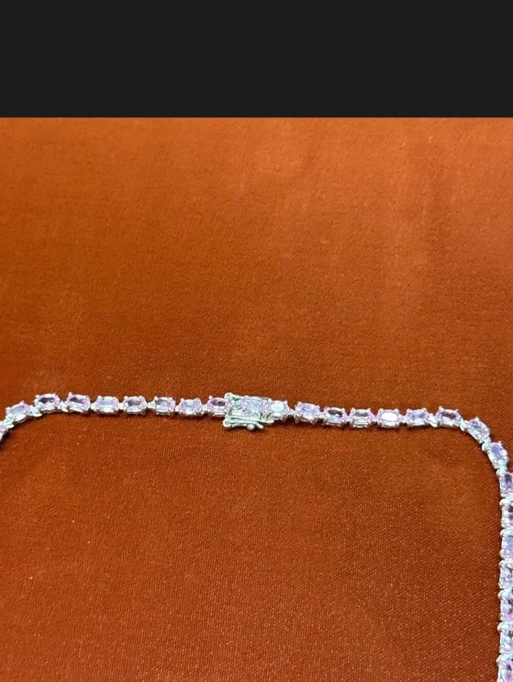 Sterling Silver 25.00 CTW Pink Sapphire Tennis Necklace 20